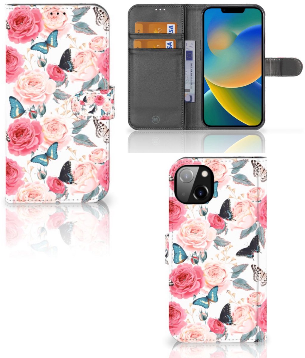 iPhone 14 Plus Hoesje Butterfly Roses