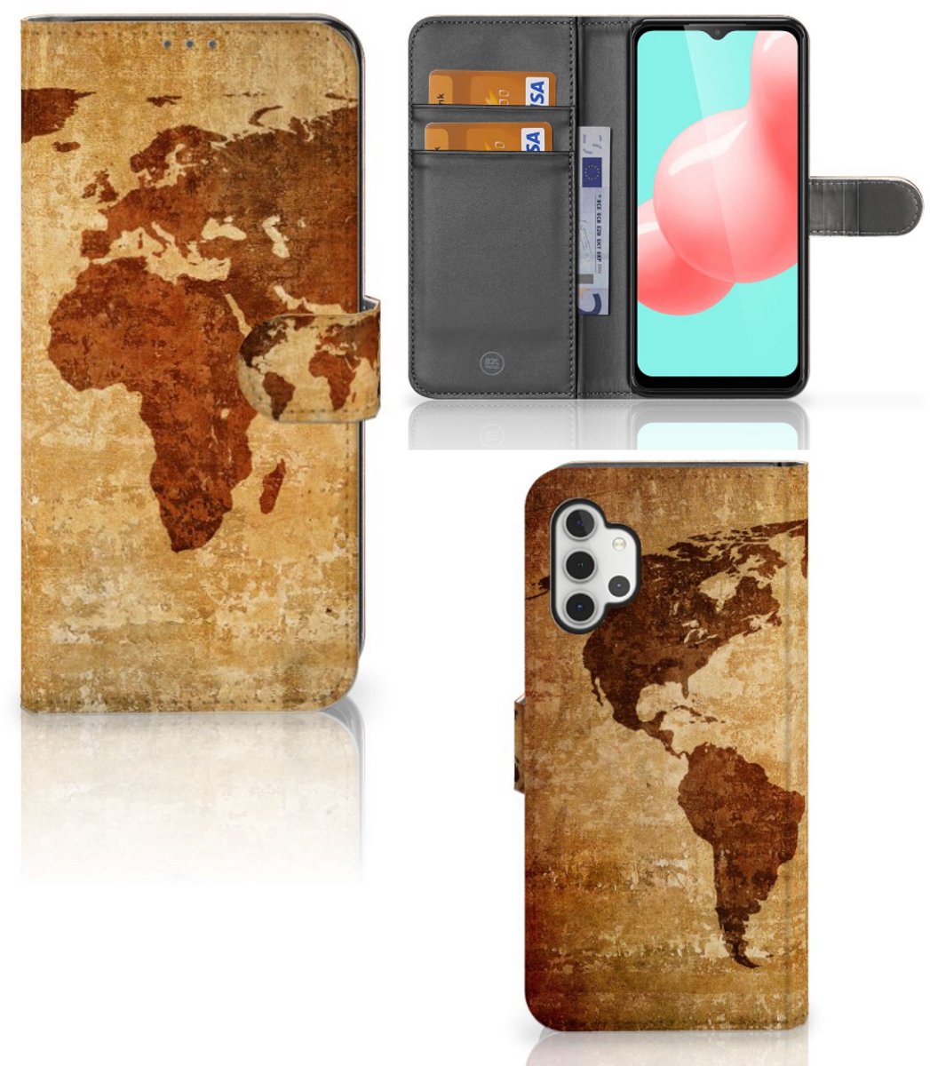 Samsung Galaxy A32 5G Flip Cover Wereldkaart