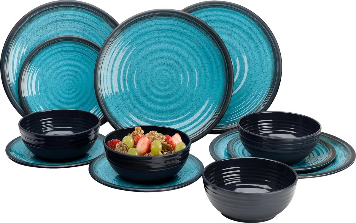 Melamine Servies Set voor 4 Personen in Aardewerklook