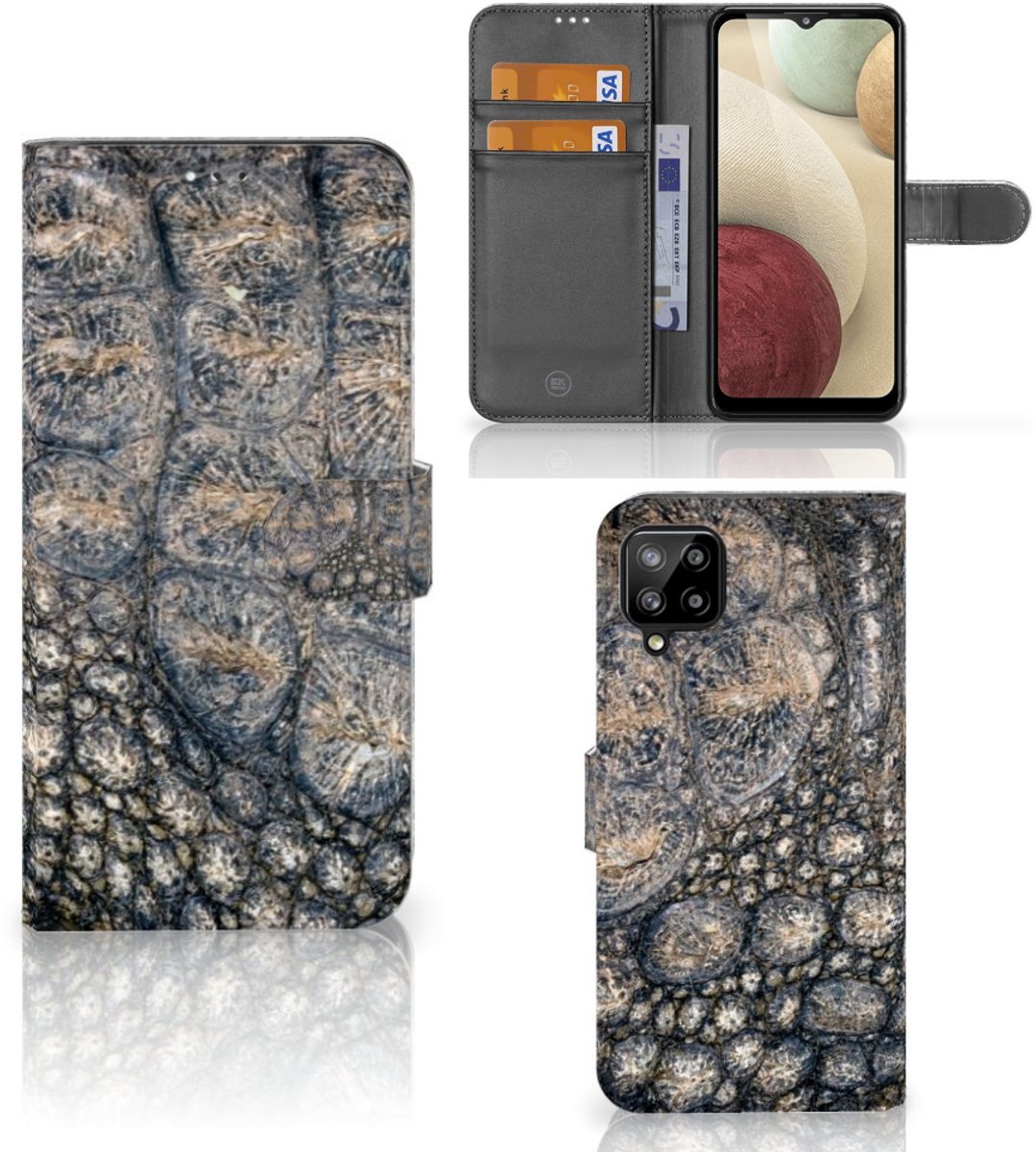 Samsung Galaxy A12 Telefoonhoesje met Pasjes Krokodillenprint