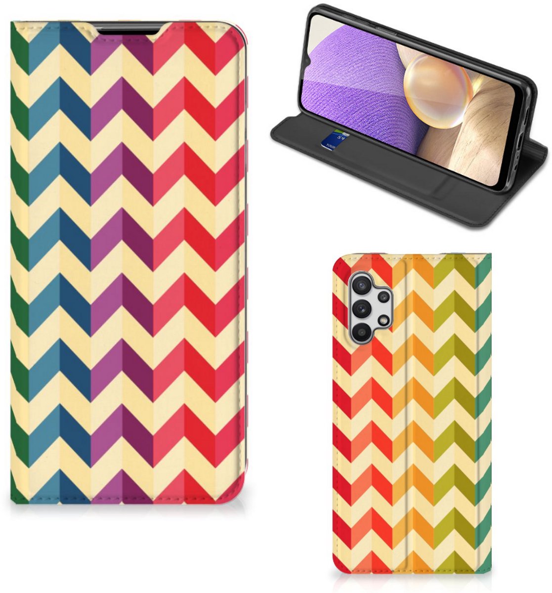 Samsung Galaxy A32 5G Hoesje met Magneet Zigzag Multi Color