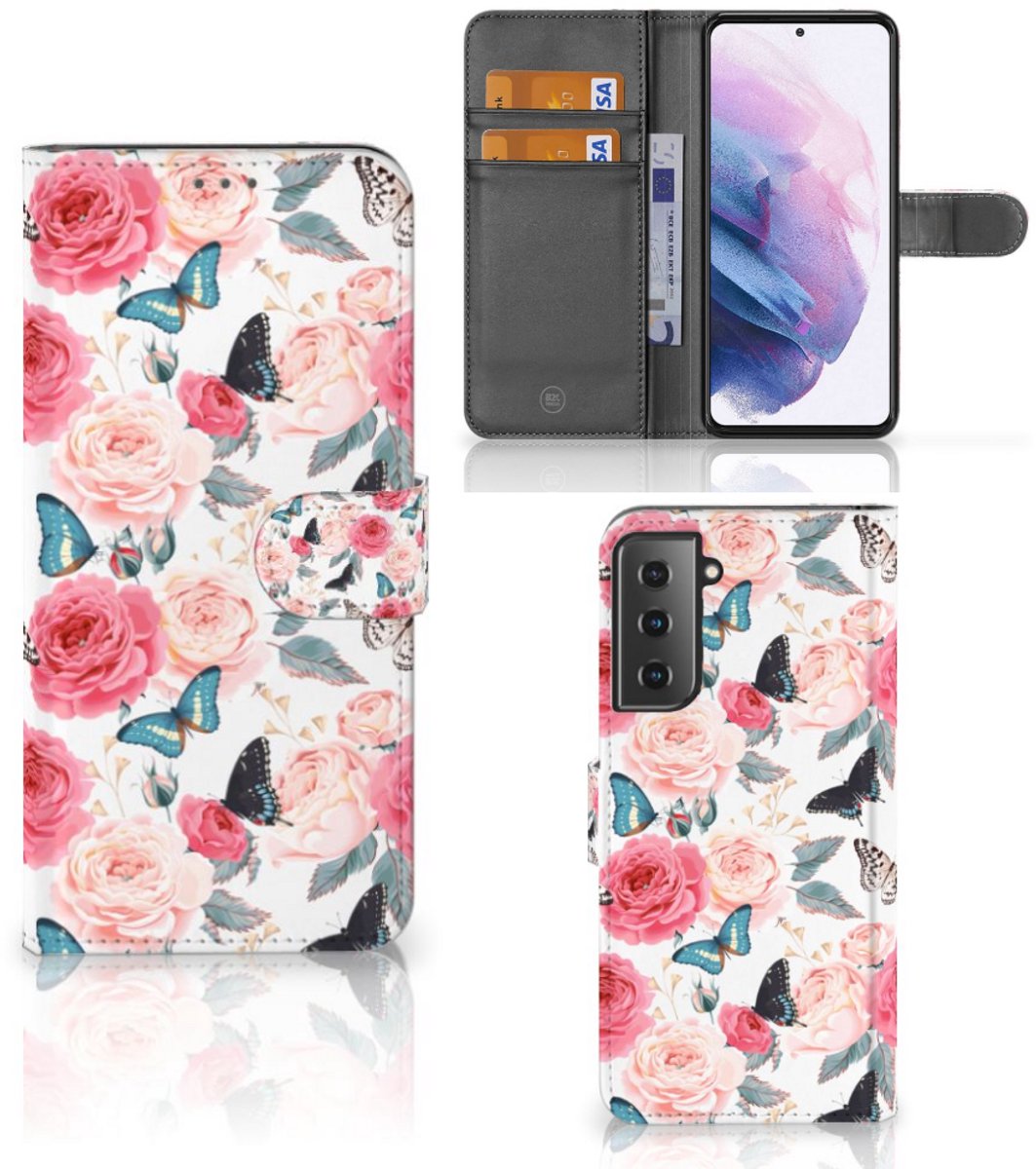Samsung Galaxy S21 Plus Hoesje Butterfly Roses
