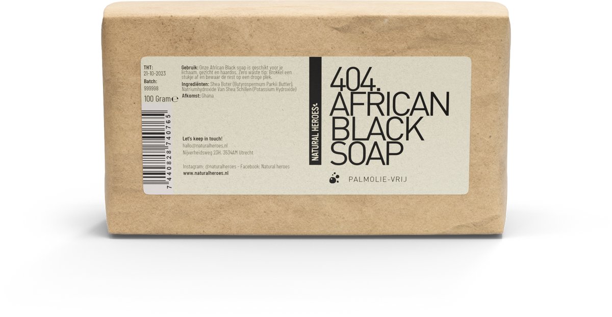 Natural Heroes - African Black Soap (Palmolie-Vrij) 100 gram