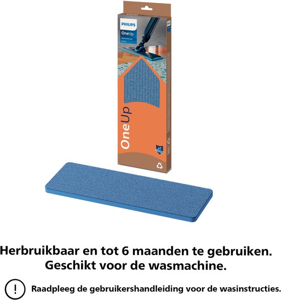 Philips OneUp vervangend dweildoek in verpakking, blauw.