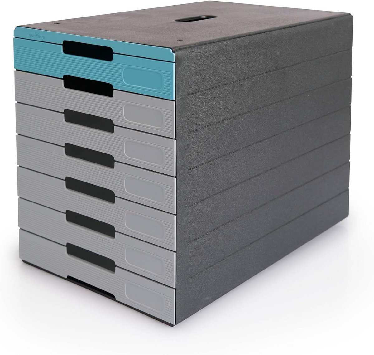 Ladebox met 7 Compartimenten en Labels - Anthraciet/Blauw