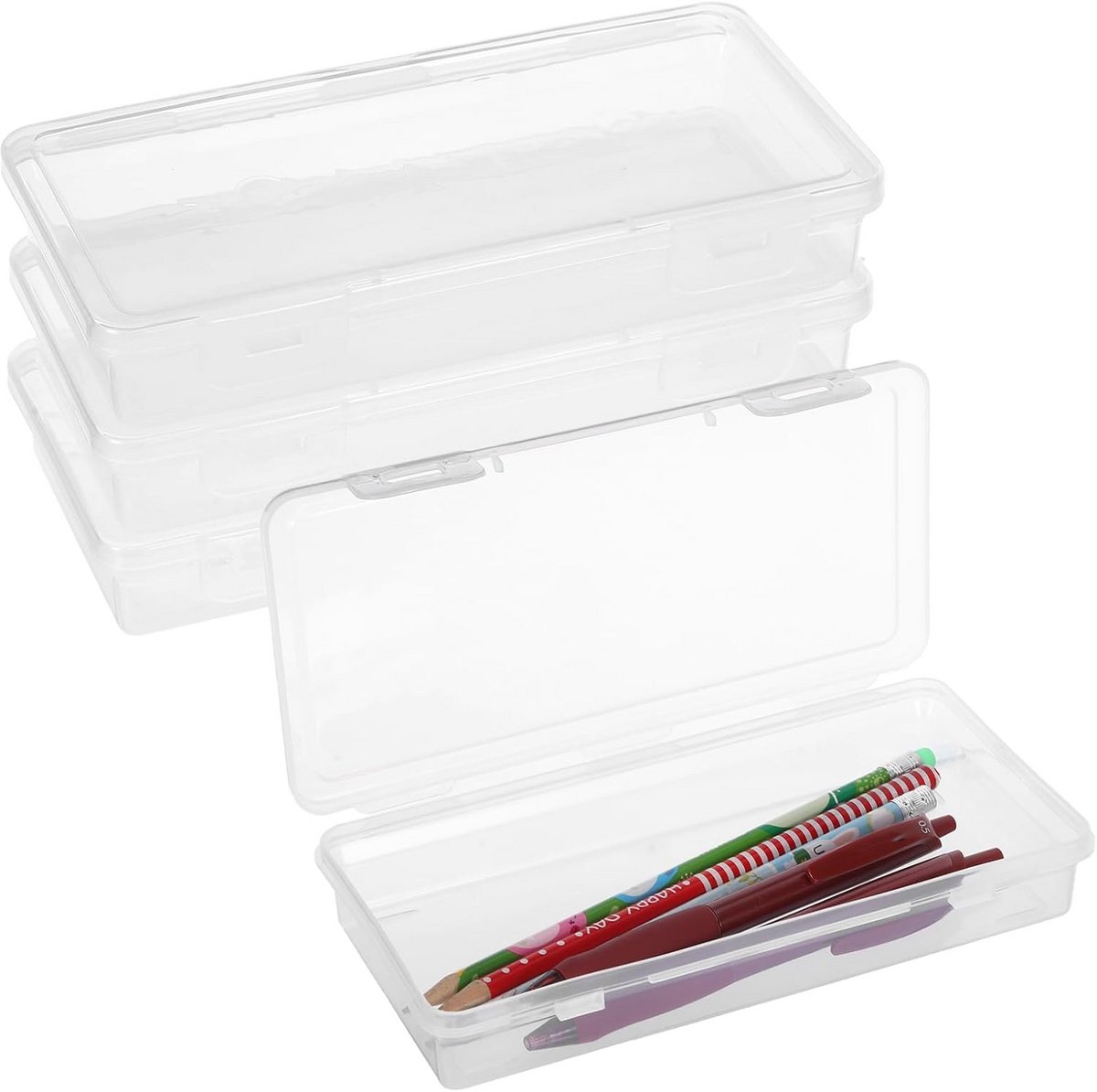 Set van 4 Transparante Prieelbakjes voor Opbergen Bureauartikelen en Hobby