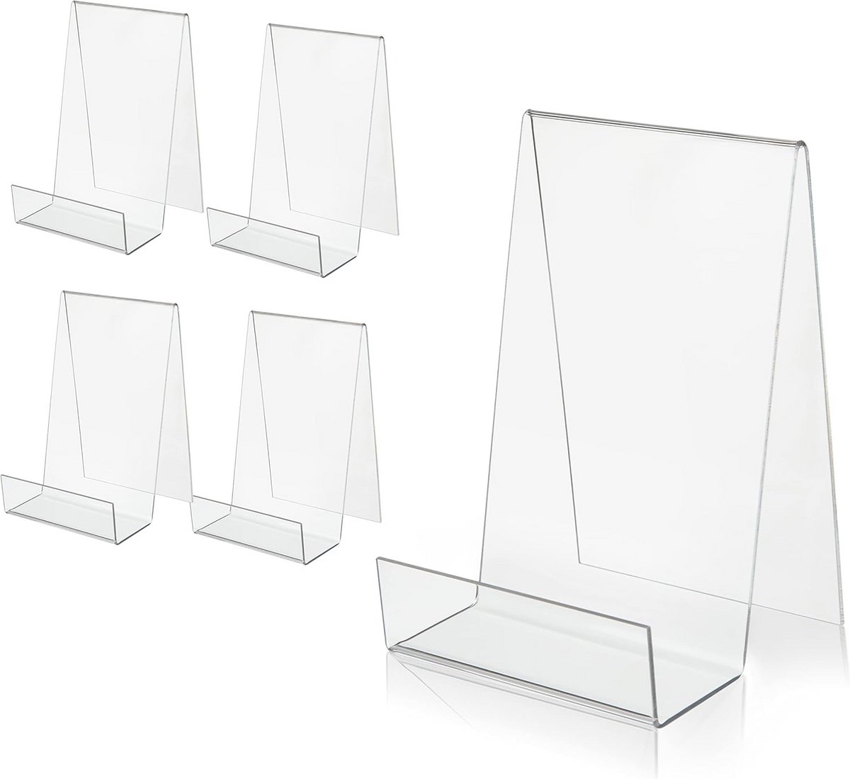 Set van 5 Transparante Acryl Standaards voor Boeken en Displays