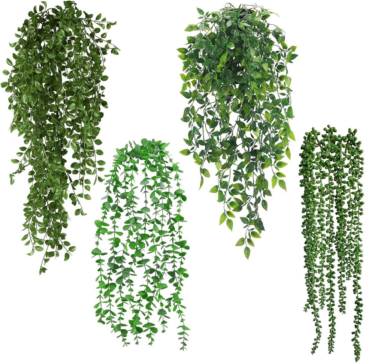 Kunsthangplanten Set van 4 voor Decoratie - Perfect voor Bruiloften, Tuin, Huis en Balkon