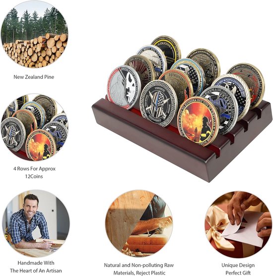 Massief Houten Muntenhouder voor 12 Munten – Elegant en Ruimtebesparend — afbeelding 3