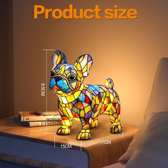 Bulldog Nachtlampje - LED Lamp - Hondenlamp van Hars - Decoratieve Hondenverlichting - Nachtlampje voor Hondenfans - Sfeerverlichting Huisdier - Woondecoratie - Nachtlicht - Cadeau voor Hondenliefhebbers - Tafelmodel Lamp - Hond Design van MELVRA — afbeelding 5