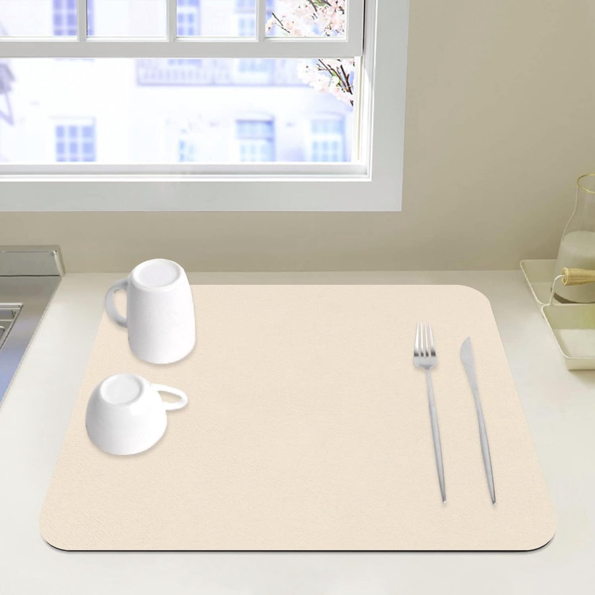 Afdruipmat voor Keuken, Super Absorberend, 40 x 50 cm, Beige