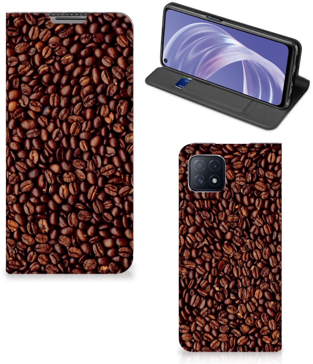 OPPO A73 5G Flip Style Cover Koffiebonen
