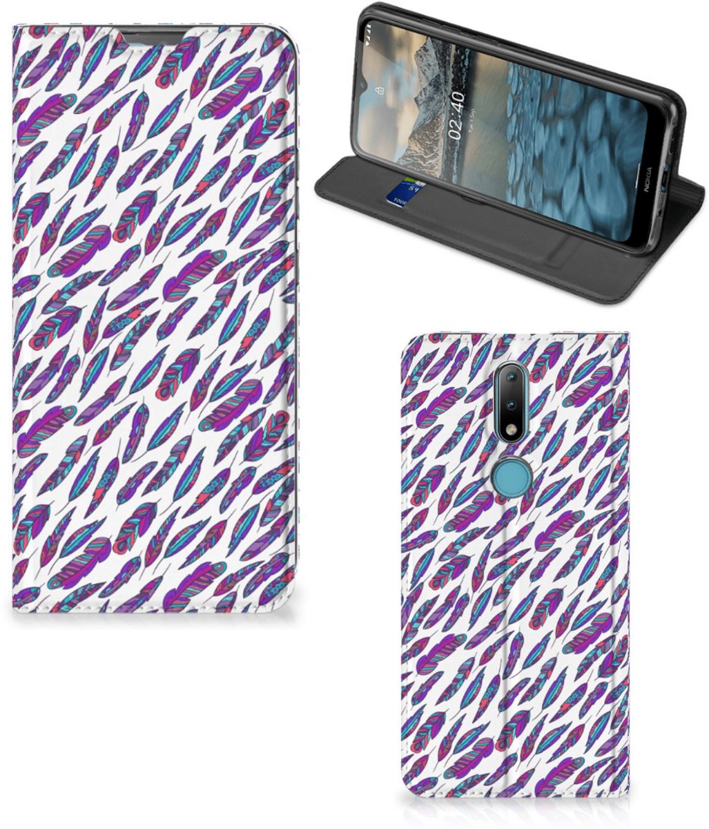Nokia 2.4 Hoesje met Magneet Feathers Color