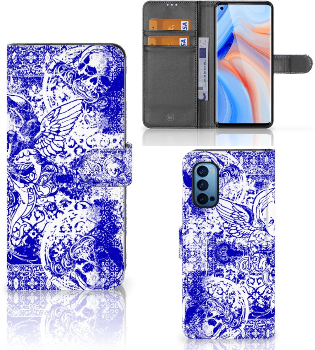 Telefoonhoesje met Naam OPPO Reno 4 Pro 5G Angel Skull Blauw