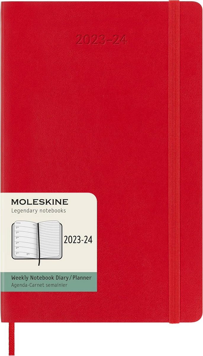 Jaaragenda 2023/2024 - 18 maanden - Grote wekelijkse planner - Rood - Zachte kaft