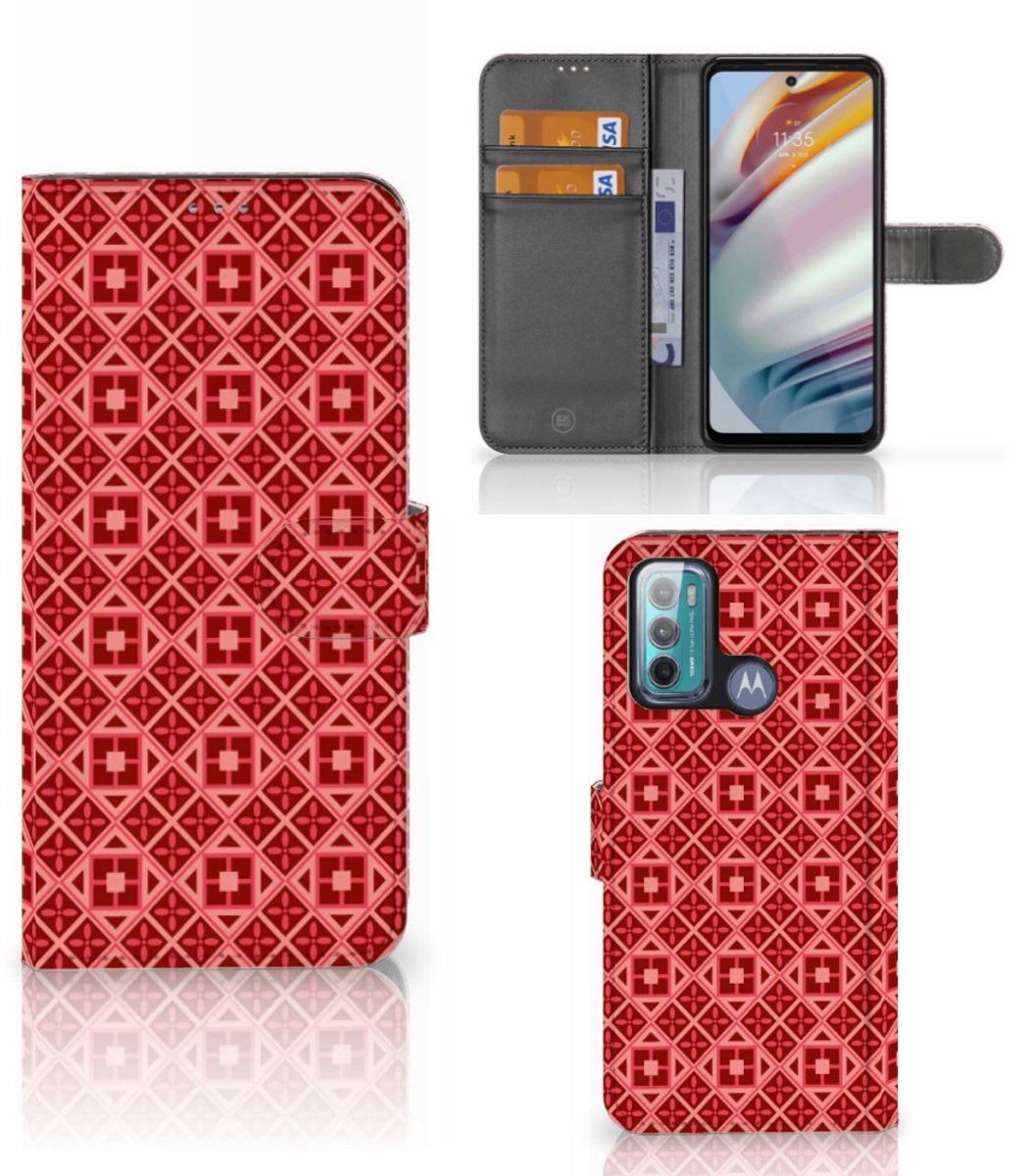 Motorola Moto G60 Telefoon Hoesje Batik Rood