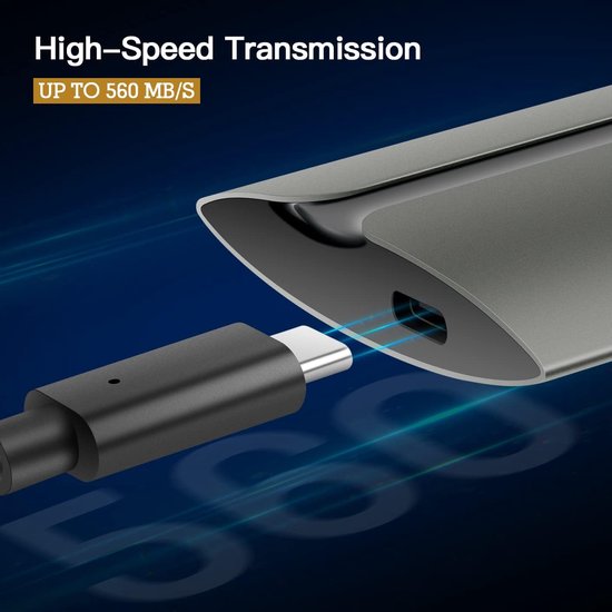 Externe SSD 1TB USB 3.1 Type-C - Draagbare Mini Harde Schijf tot 560 MB/s van Merkloos — afbeelding 2