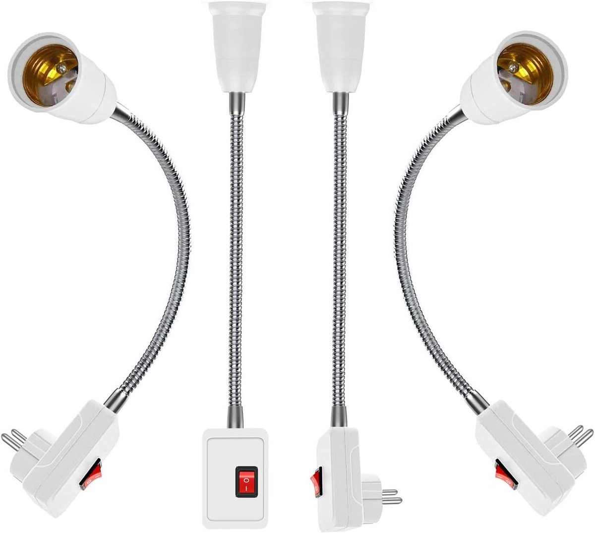 4x E27 LED Wandlamp met Schakelaar - Flexibele Fitting voor Veilig en Comfortabel Gebruik
