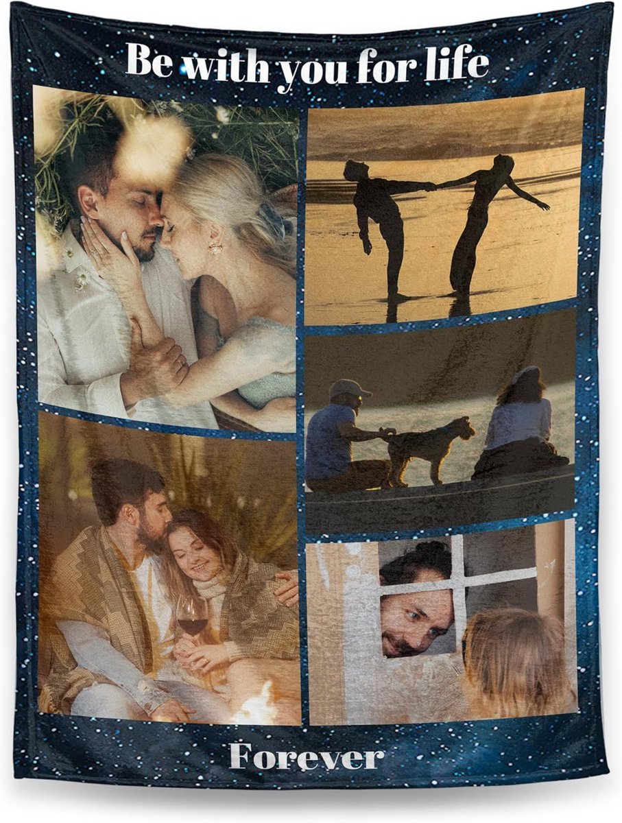 Gepersonaliseerde fotodeken met tekst - Uniek cadeau voor verjaardag, feestdagen en bijzondere momenten