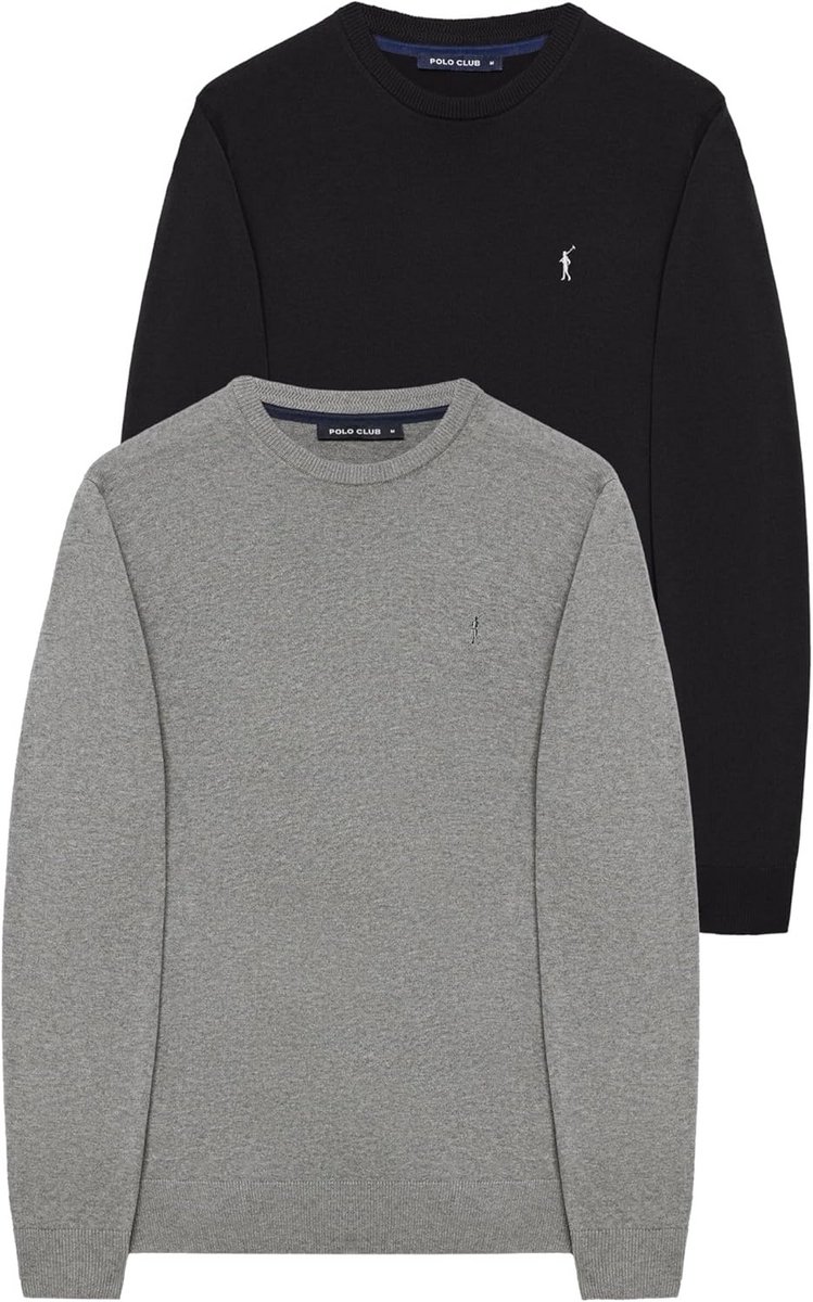 Heren V-hals Trui Katoen - Comfortabele Wintertrui met Logo Detail