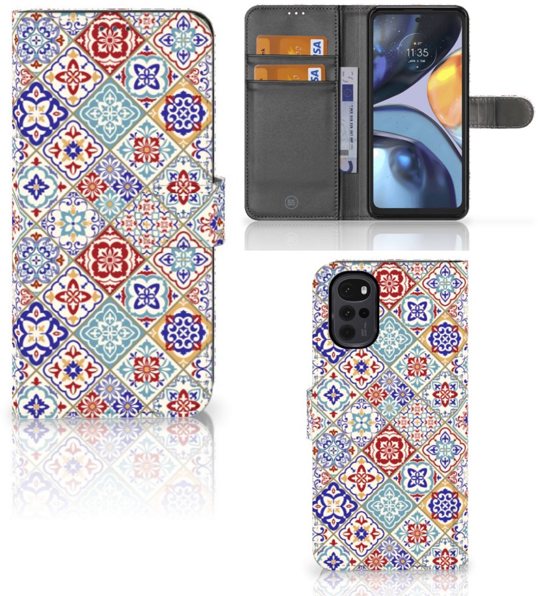 Motorola Moto G22 Bookcase Tiles Color