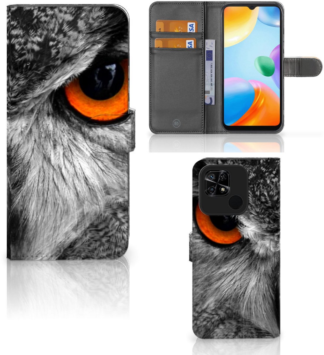 Xiaomi Redmi 10C Telefoonhoesje met Pasjes Uil