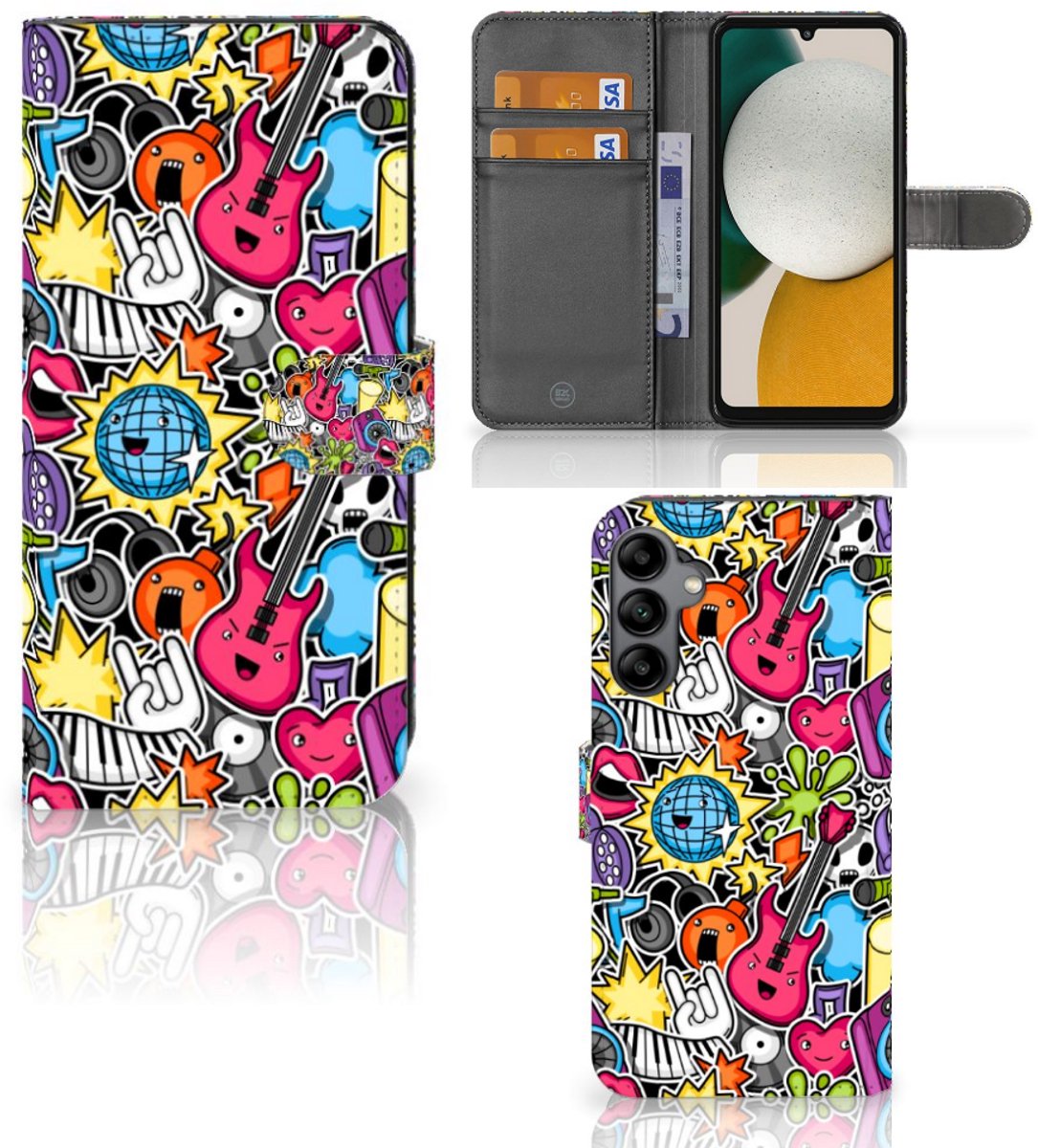 Samsung Galaxy A34 Wallet Case met Pasjes Punk Rock