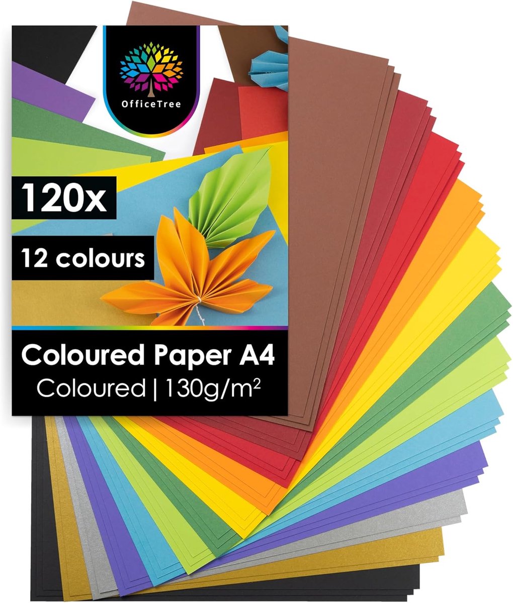 Kleurrijk A4 Papier 120 Vel - 12 Kleuren - 130 g - Papier voor Creatieve Projecten