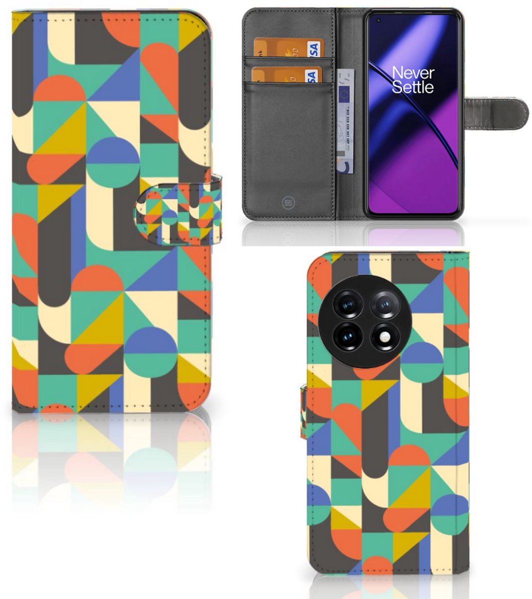 Boekhoesje voor OnePlus 11 Telefoon Hoesje Funky Retro