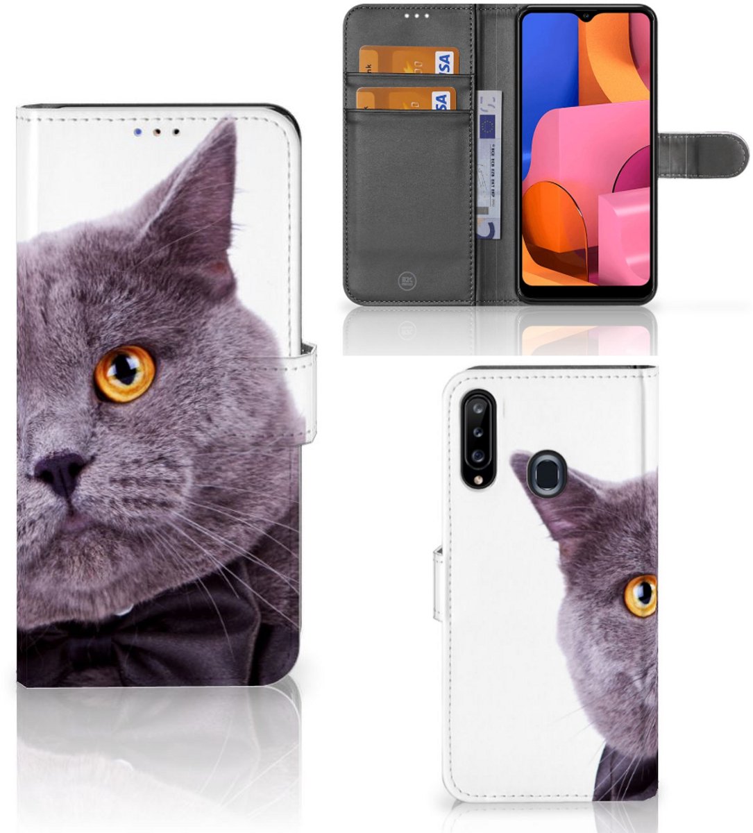 Samsung Galaxy A20s Telefoonhoesje met Pasjes Kat