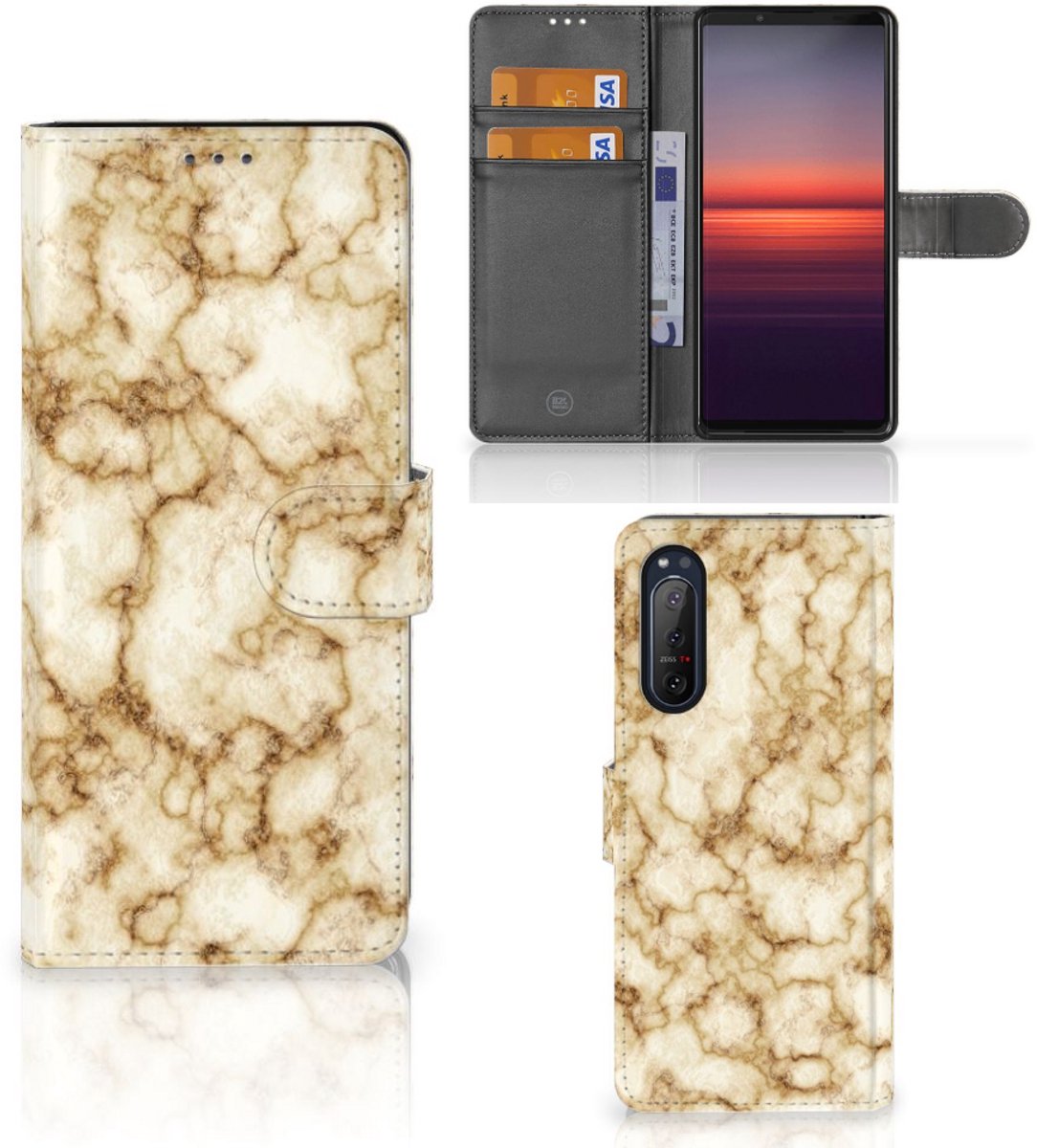 Sony Xperia 5II Bookcase Marmer Goud