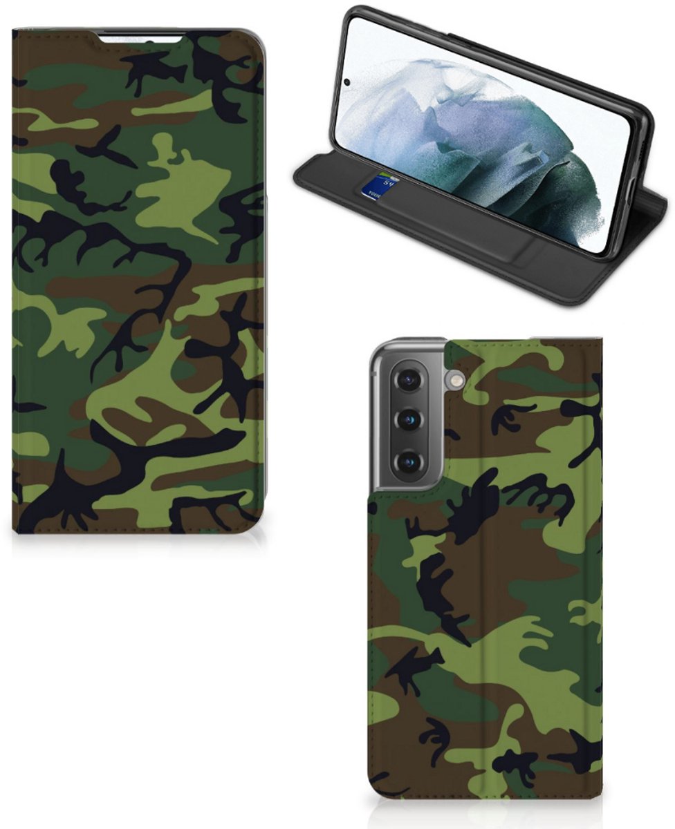 Samsung Galaxy S21 FE Hoesje met Magneet Army Dark
