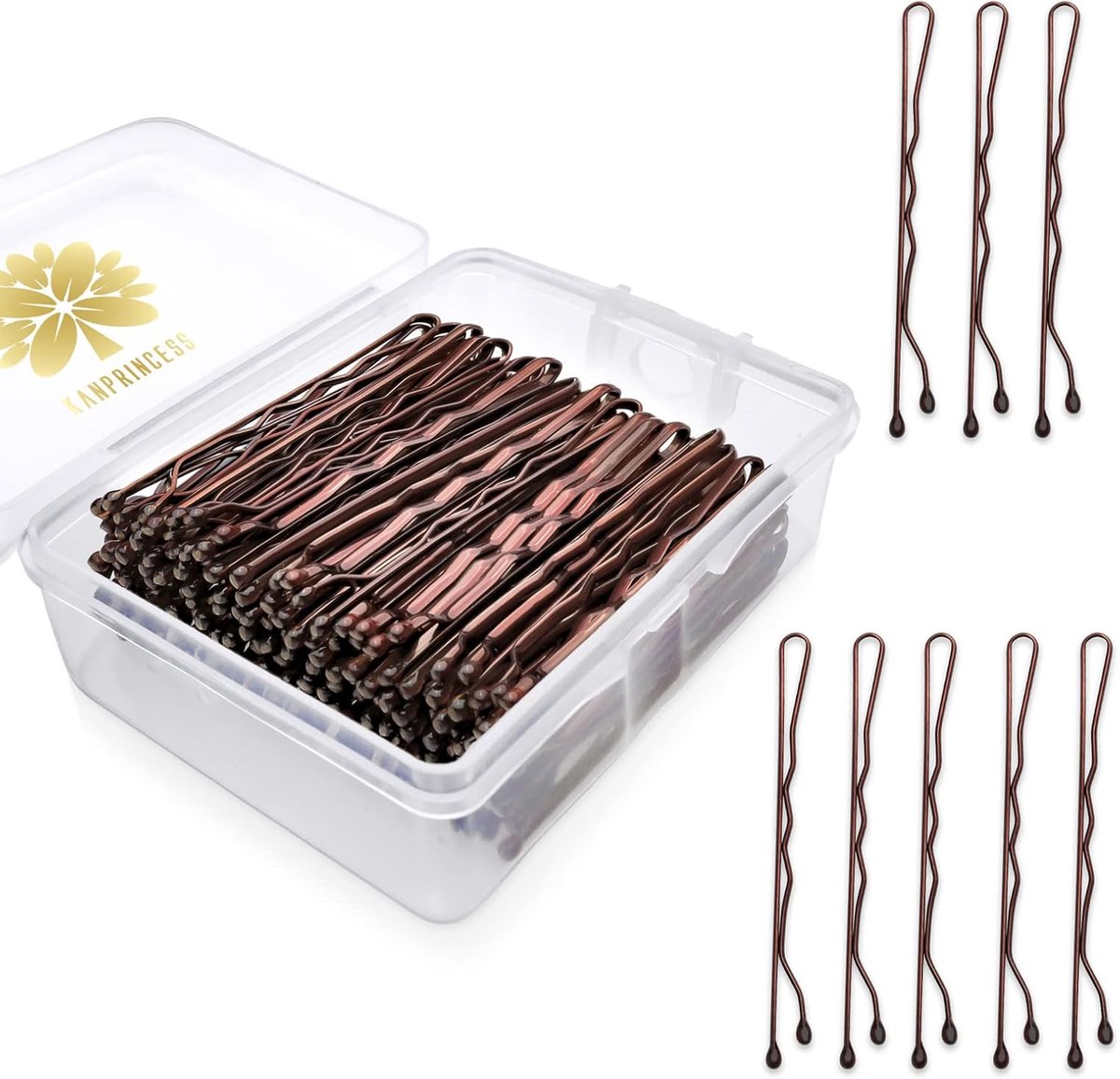 Set van 100 Haarspelden voor Vrouwen - 6 cm Haarclips met Transparante Opbergdoos