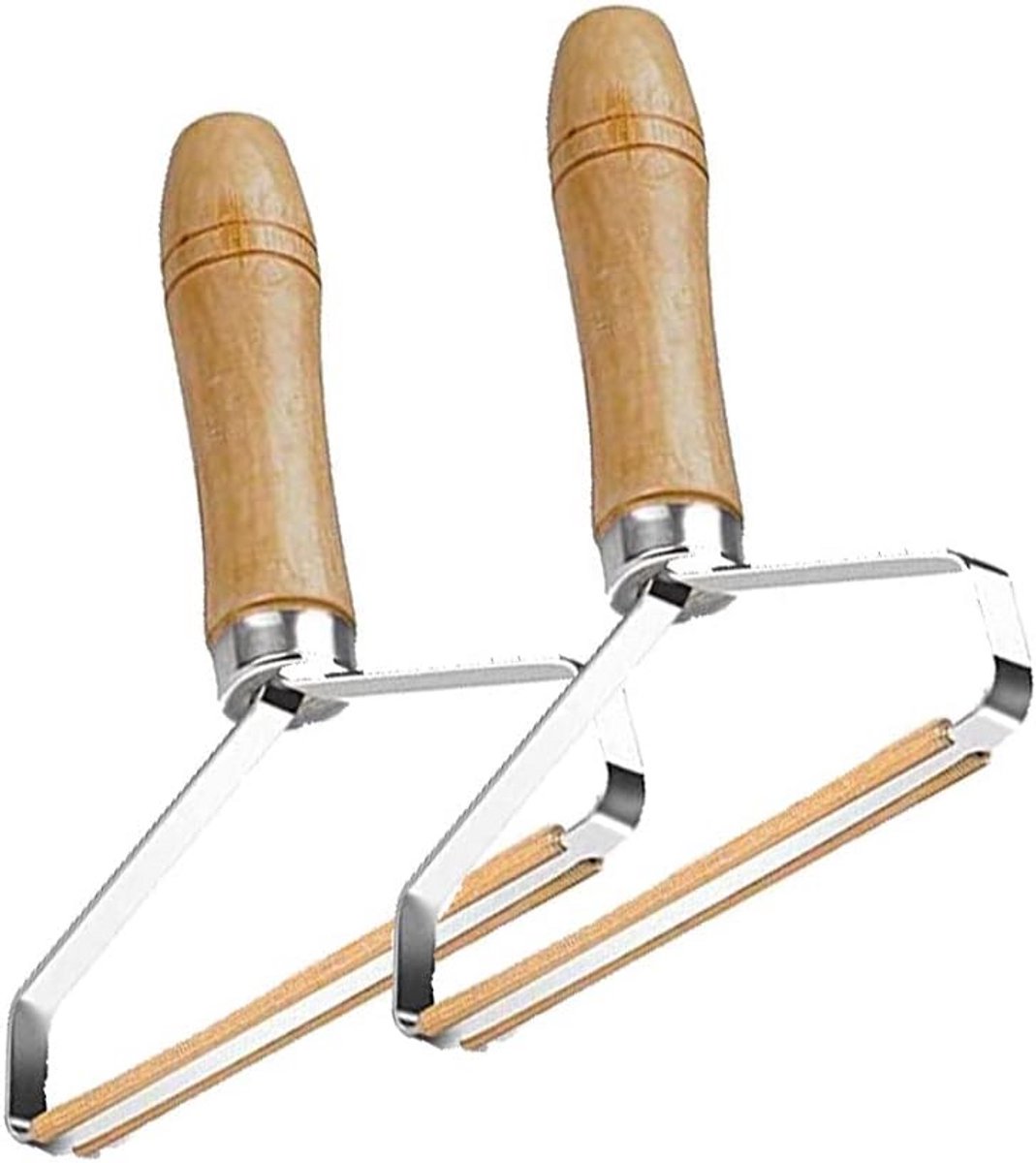 Pluisverwijderaar Tapijt en Kleding - Handmatige Schraper met Houten Handvat, 2-Pack