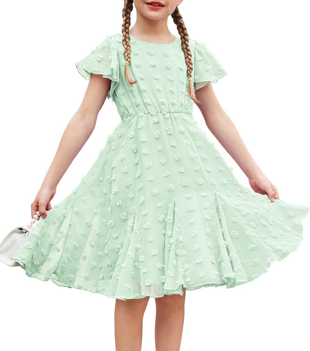 Meisjesjurk voor Bruiloft en Feest, Korte Mouwen, Zomer Prinses Chiffon Jurk voor Kinderen (3-12 jaar)