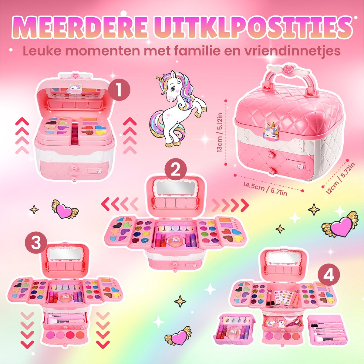 Pludo Kinder Make up - 50 Delige Set - Kinder Make up Koffer - Speelgoed Meisjes - Lipgloss en Nagellak voor Meisjes - Unicorn — afbeelding 5