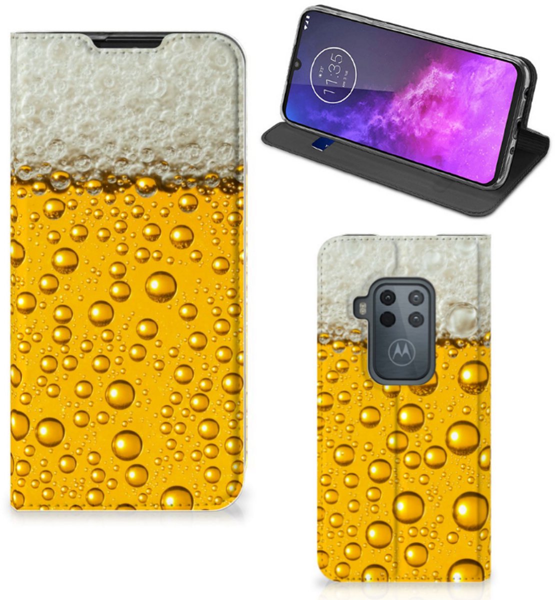 Motorola One Zoom Flip Style Cover Bier