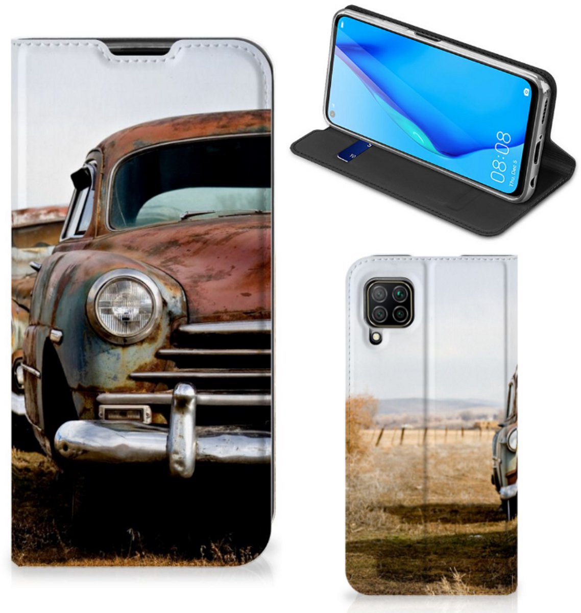 Huawei P40 Lite Stand Case Vintage Auto