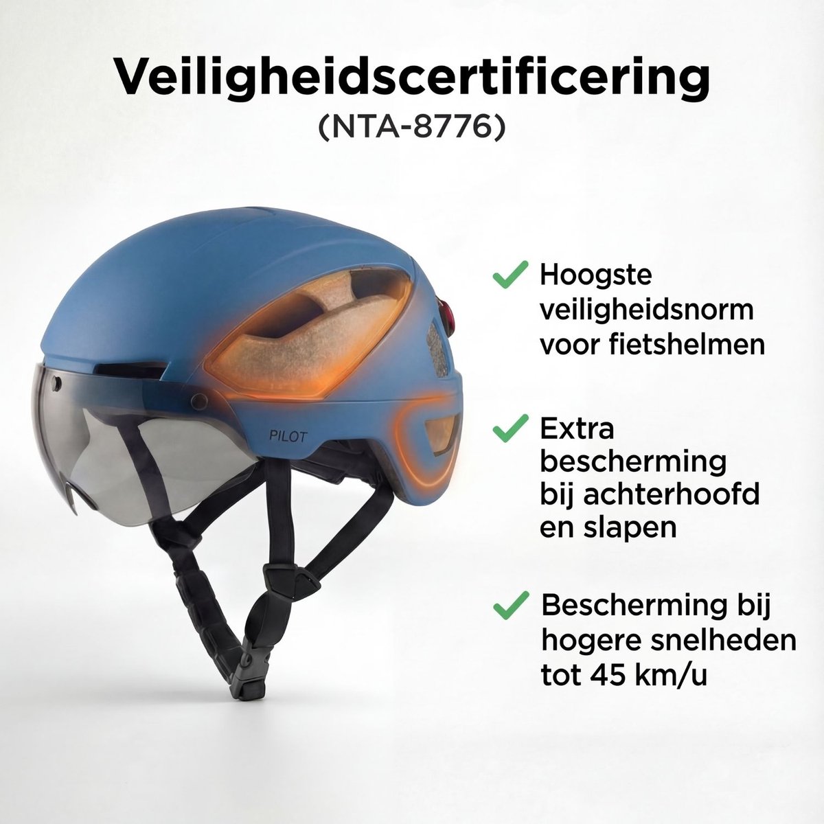 GOOFF® Pilot 3-in-1 Snorfiets Helm met Verlichting en Vizier - Speed Pedelec Fietshelm voor Volwassenen - NTA 8776 - Snorscooter Helm met LED Licht - Goedgekeurd voor Blauw Kenteken en E Bike - Dames en Heren - XL - Matblauw thumbnail 2