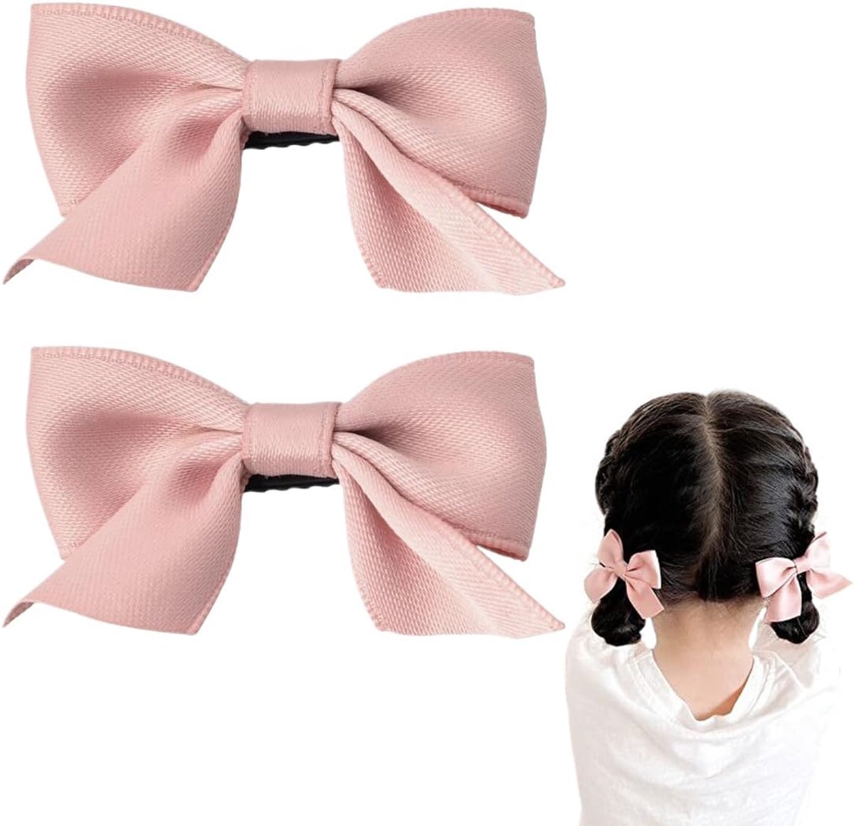 Roze Strik Haarspeld met Anti-Slip Krokodil voor Meisjes - Modieus Haaraccessoire