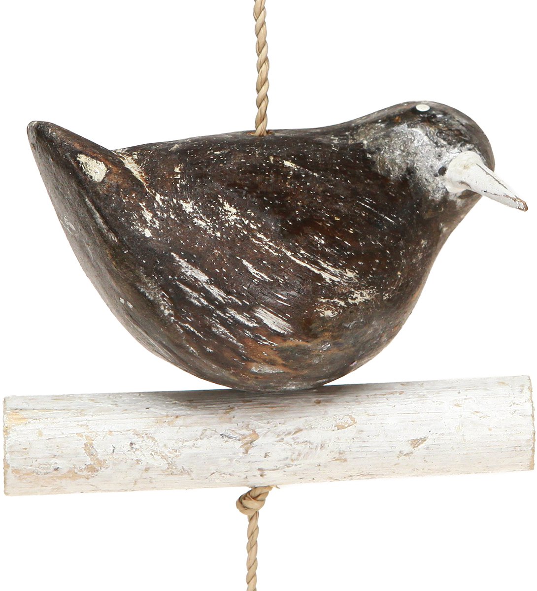 Hangdecoratie zomer houten vogel decoratie bruin natuurlijk wit 118cm