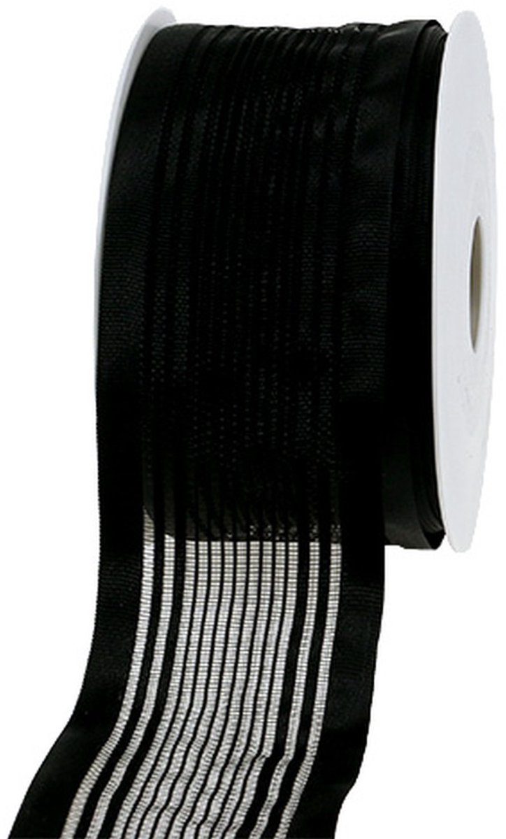 Tule lint, zwart rouwlint 50mm