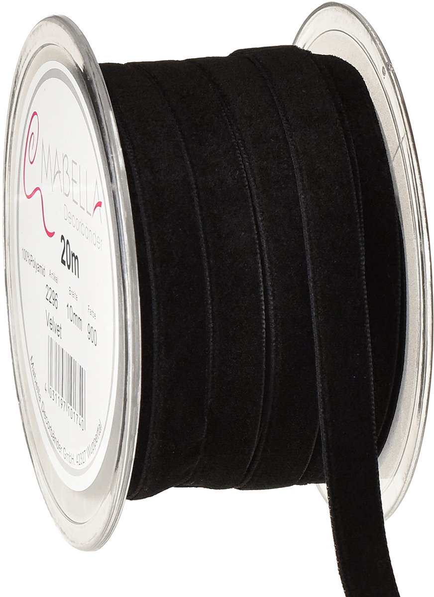 Fluwelen lint decoratief lint fluweel zwart 10mm 20m