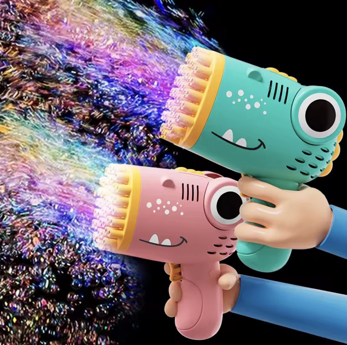 Dino Automatische Bellenblaas Pistool – Bubble Gun met LED Licht – Bellenblaasmachine voor Kinderen – Speelgoed voor Buiten & Feestjes – Groen – D4.5