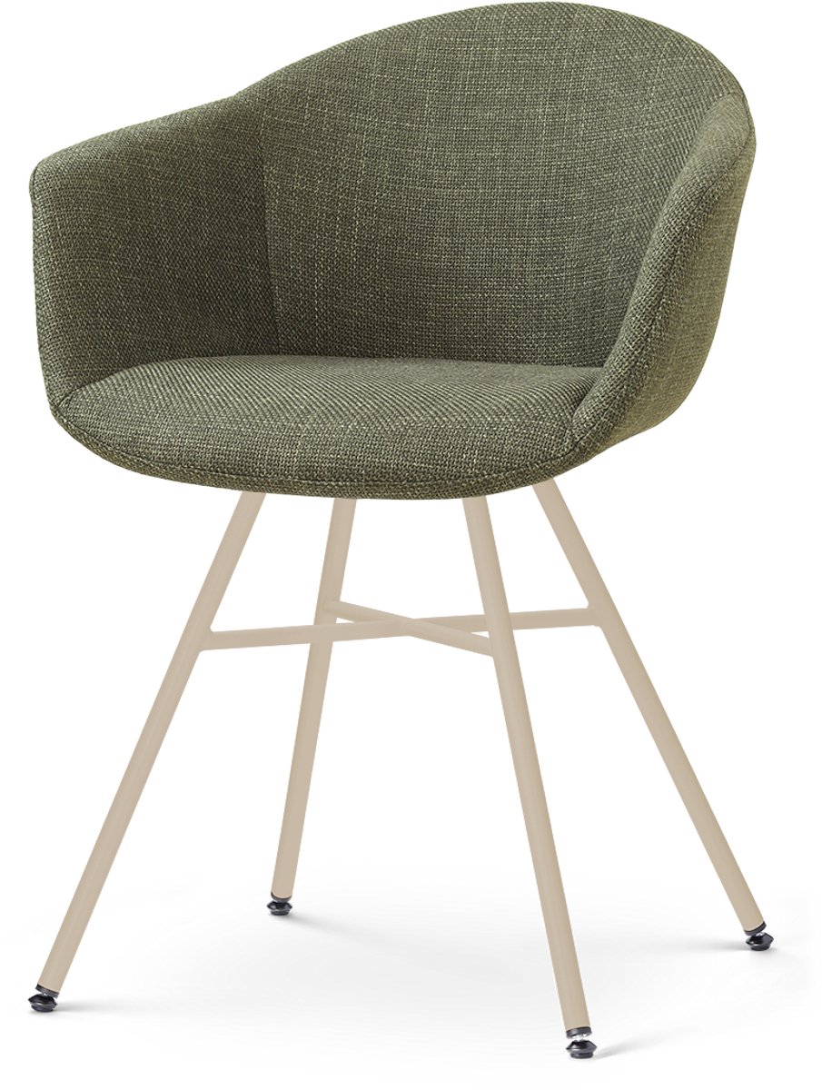 Nolon Noa-Otis Eetkamerstoel Forestgroen - Beige Onderstel - Armleuning - Comfortabel - Japandi - Stoffen