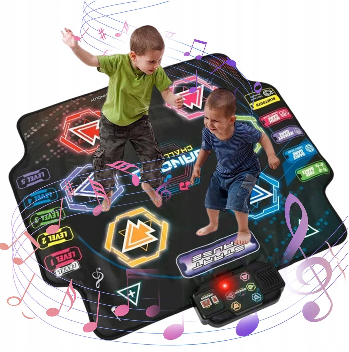 Dansmat voor Kinderen - 5-in-1 Muziek Dansmat met LED-verlichting - Dansmat voor meisjes - Blauw - PVC - 6 Knoppen & Bluetooth - Perfect cadeau voor kinderen