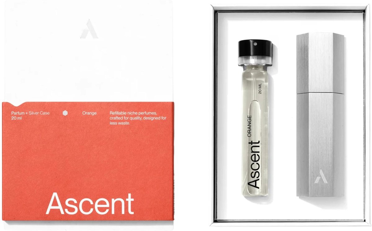 Ascent Orange Starterspakket - Parfum Voor Dames en Heren - Eau De Toilette Homme – Parfumolie - Geurset – Parfumset - Geschenkset Vrouwen en Mannen - Geurtjes Vernevelaar - Luchtjes - 20ml - Vegan - Organische Basis - Incl. Zilveren Houder