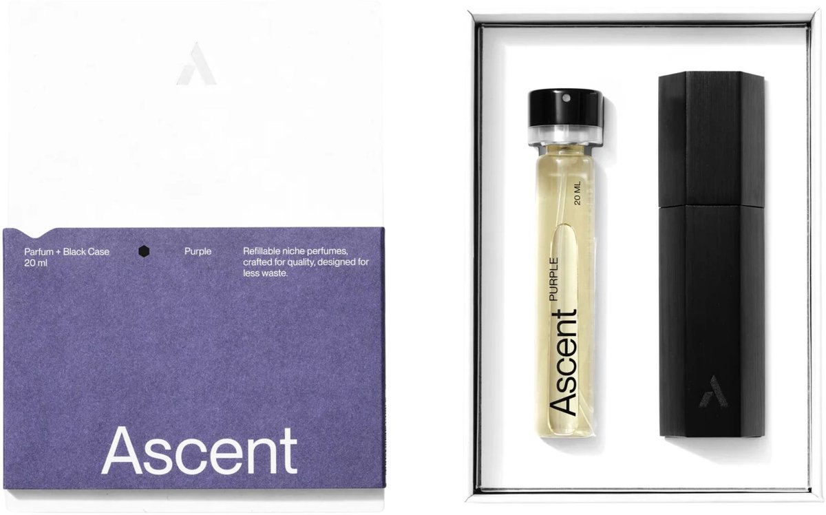 Ascent Purple Starterspakket - Parfum Voor Dames en Heren - Eau De Toilette Homme – Parfumolie - Geurset – Parfumset - Geschenkset Vrouwen en Mannen - Geurtjes Vernevelaar - Luchtjes - 20ml - Vegan - Organische Basis - Incl. Zwarte Houder