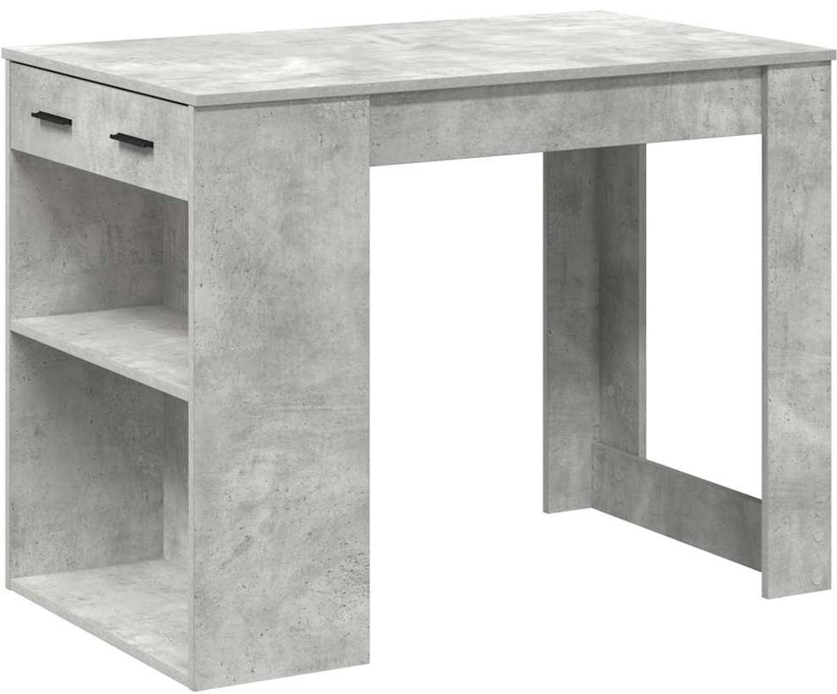 vidaXL Bureau - met - lade - en - plank - 102x62x77,5 - cm - bewerkt - hout - betongrijs