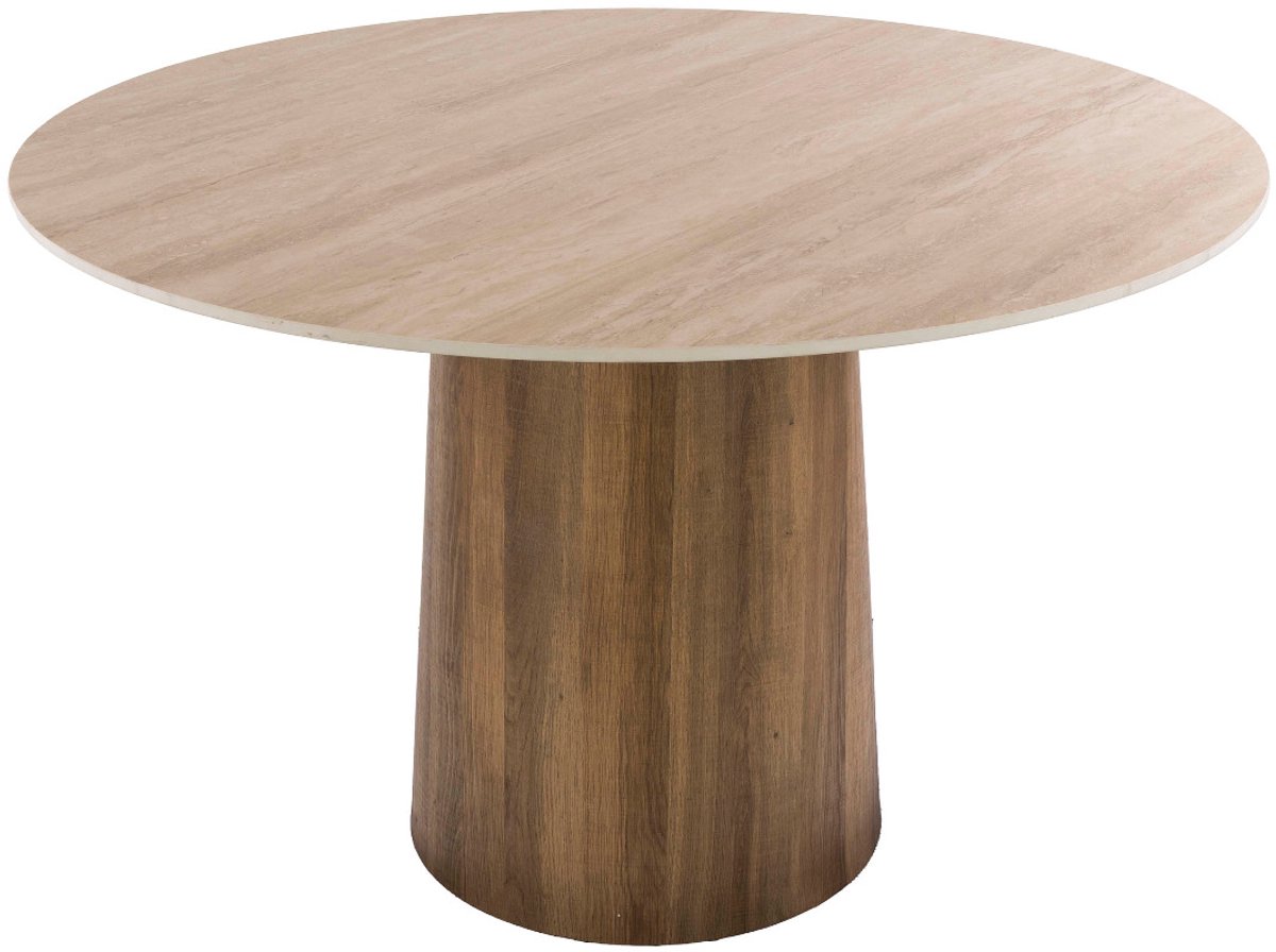 Fraaai Dexter eettafel rond ø120cm - 3D keramiek travertin Beige